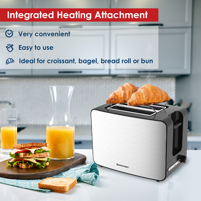 Maxpoint Toaster Westpoint 2 Slice Toaster 730-870W (Stainless Steel & Black) (UK Plug ...