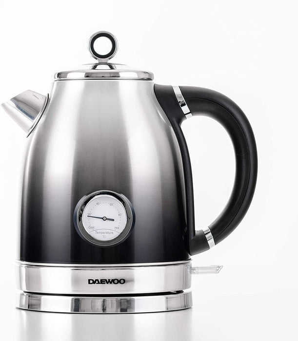 Daewoo Callisto Collection 1.7L Jug Kettle With Temperature Guage 3000W (Black/Stainless Steel) (UK Plug)