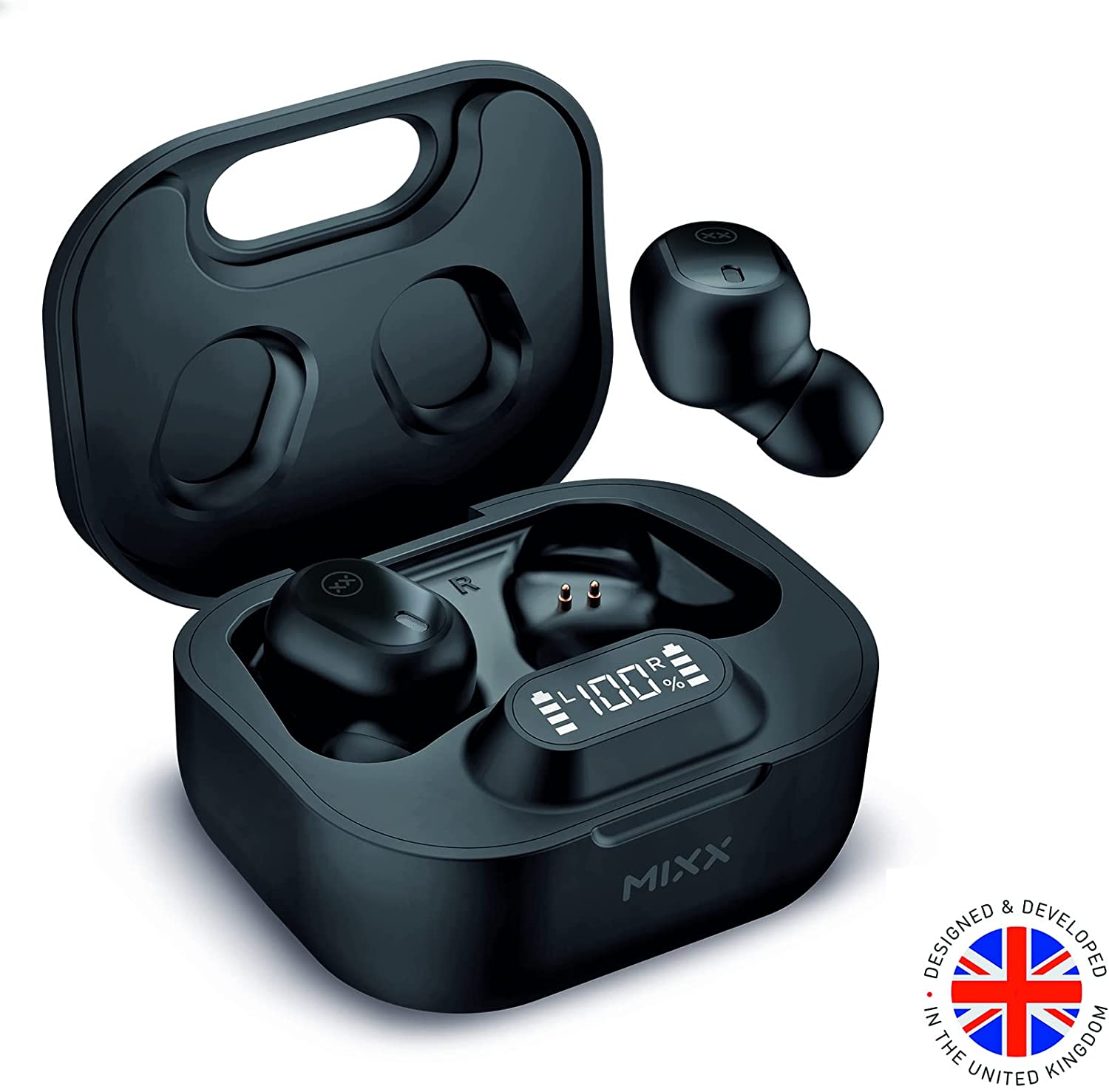 Mixx Streambuds Dots Charge True Wireless Earphones (Black & White) — REACTIVE Electronics