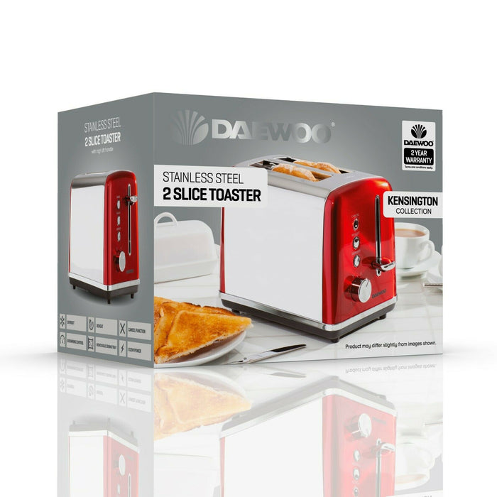Daewoo Kensington Collection Slice Toaster 810W (Black&Red) (UK Plug)