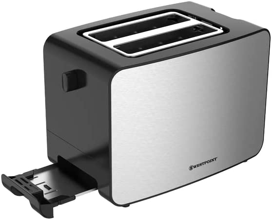 Westpoint 2 Slice Toaster 730-870W (Stainless Steel & Black) (UK Plug)