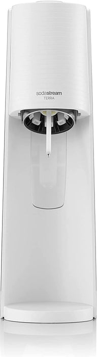 SodaStream Terra Megapack Sparkling Water Maker Machine, with 3 Reusable BPA-Free Water Bottles, 2x IL & 1 X 0.5L & 60 Litre Quick Connect CO2 Gas Cylinder ( White)
