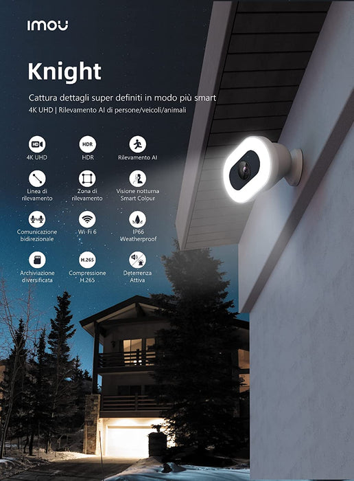 IMOU  Outdoor Camera Light, 4K, Built in Light, Full Colour Night VisionAI Human Detection,  2 Way Audio, 110dB Siren, Local Hot-Spot Connection, H.265