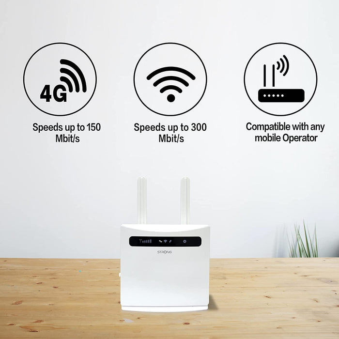 Strong LTE 4G Wi-Fi Router 4g Sim Wi-Fi 4 (White) (UK Plug)