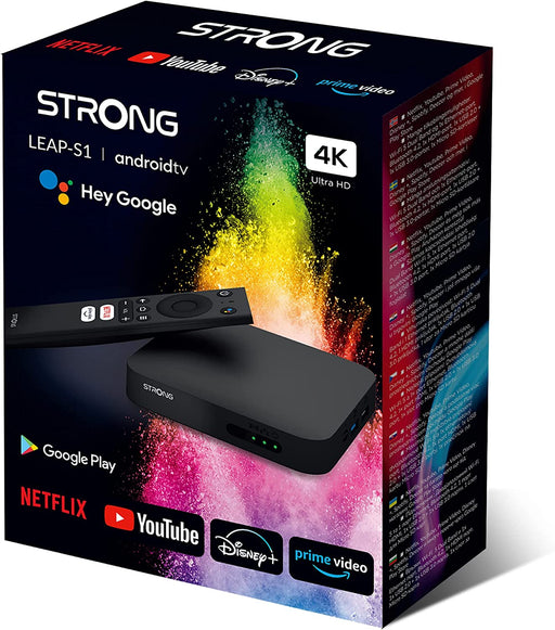 STRONG Leap-S1 Smart Box Android TV Streaming Media Player, 4K Ultra HD Streaming Device (Black) U.K.
