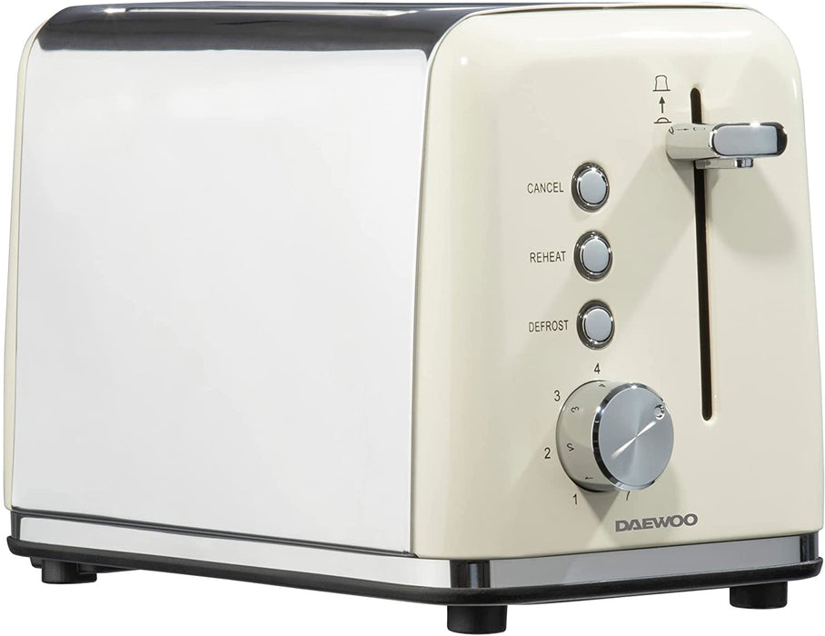 Dew Toaster Daewoo Kensington Collection 2 Slice Toaster 810W (Cream) (UK Plug ...