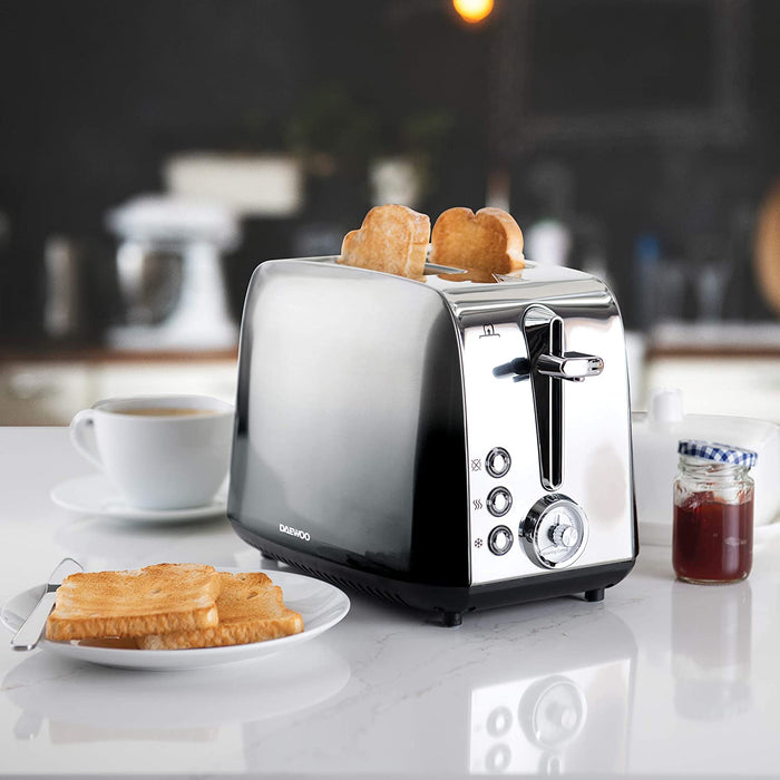 Dew Toaster Daewoo Callisto Collection 2 Slice Toaster 930W (Black/Stainless Steel ...