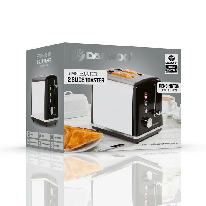 Daewoo Kensington Collection 2 Slice Toaster 810W (Black&Red) (UK Plug)