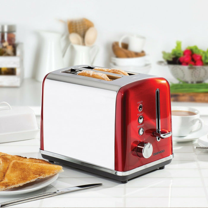 Daewoo Kensington Collection 2 Slice Toaster 810W (Black&Red) (UK Plug)