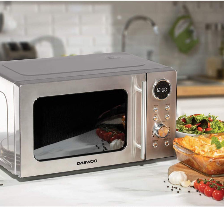 Daewoo 20L Digital Microwave 700W (Chrome/Stainless Steel) (UK Plug)